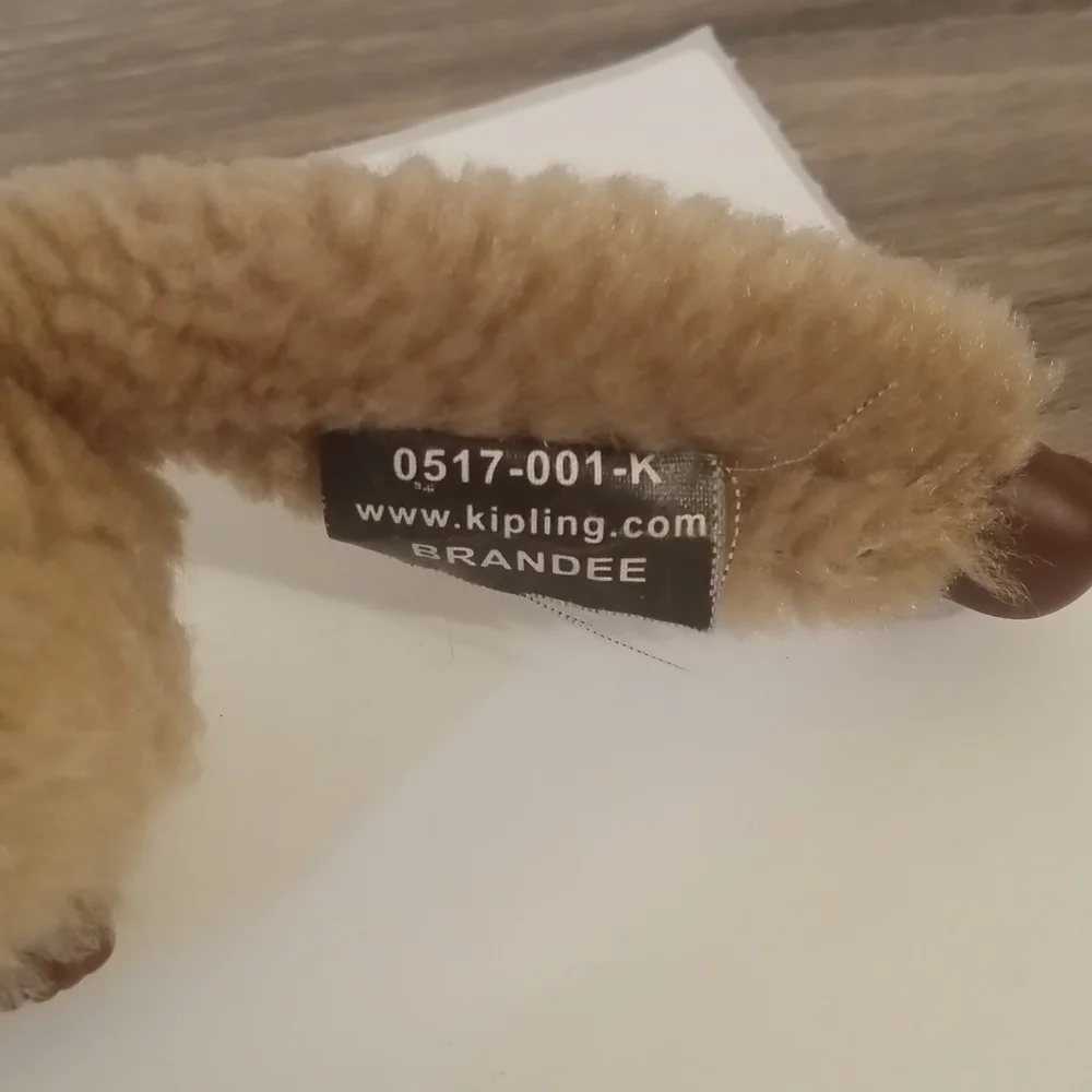 Kipling Light Brown Plush Monkey Keychain with Brown Face- Name Brandee